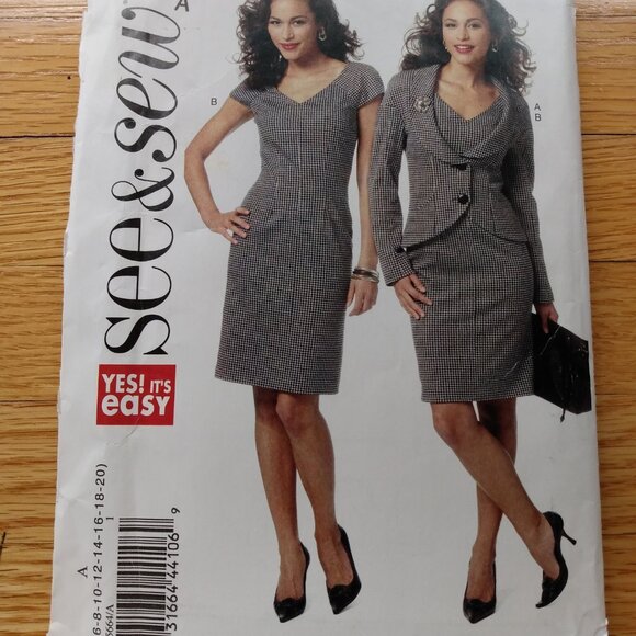 Cap Sleeve Dress and Jacket Suit Sewing Pattern Fitted Size 6-20 UNCUT 5664 - Picture 9 of 9